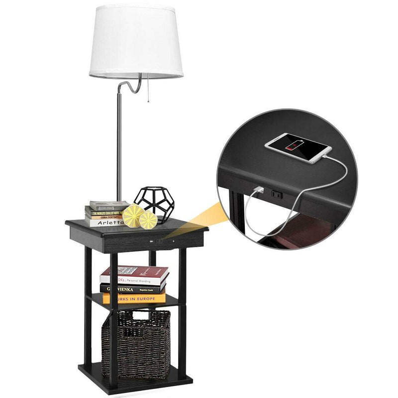 ARLIME Floor Lamp, Swing Arm Lamp w/Wireless Charger