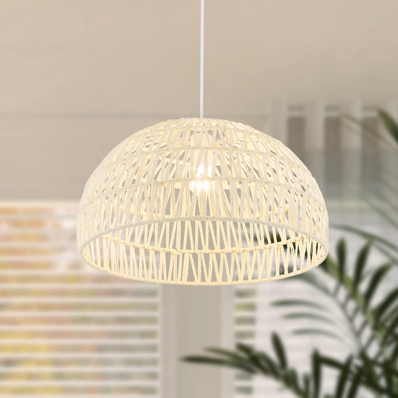 ARLIME Farmhouse Rattan Pendant Lights - Boho Modern Round Ceiling Chandelier Hanging Lamp