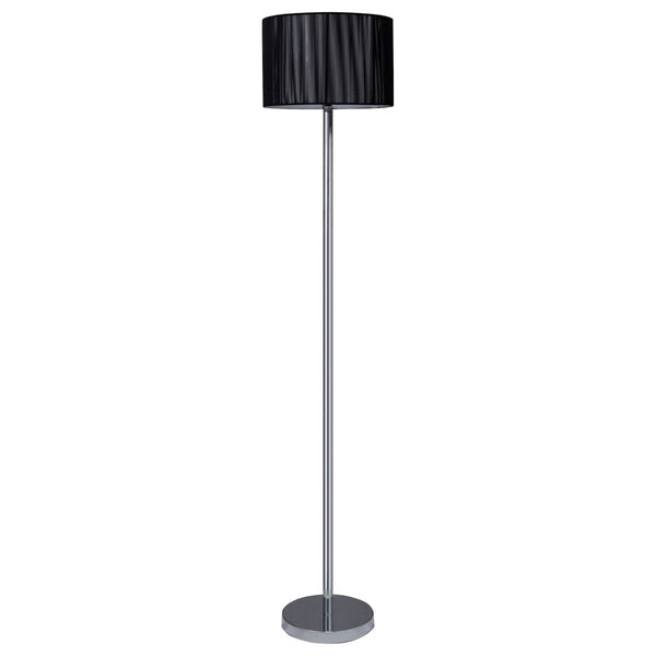 Floor Lamp, Living Room Modern Standing Floor Light with Sheer Shade and LED Light Bulb, 63 inches, Black