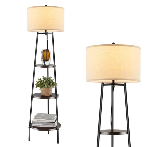 ARLIME Floor Lamp with 3-Tier Shelves - Modern Standing Corner Floor Lamp