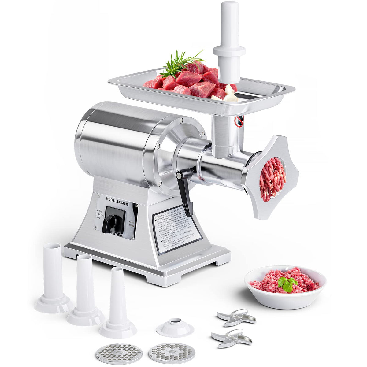 ARLIME Meat Grinder Electric Commercial Meat Mincer 1.5 HP 1100W 55