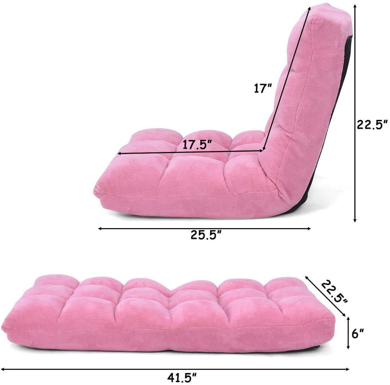 14-Position Floor Sofa, Folding Gaming Sofa Chair, Angle Adjustable Sleeper Bed, Couch Recliner