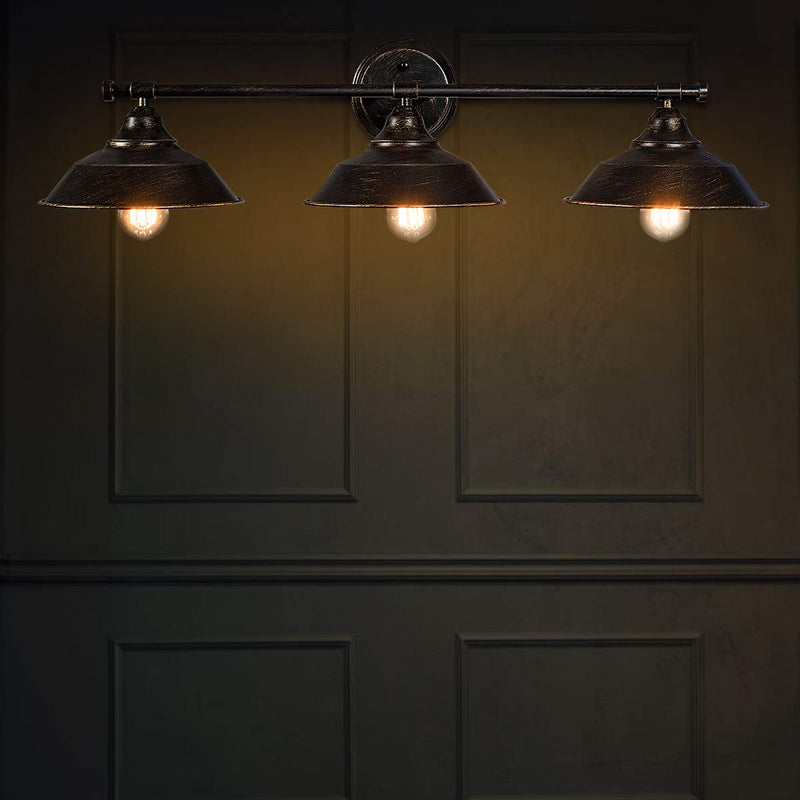 Vanity Light, 3 Light Wall Sconce, Industrial Metal Wall Mount Lamp, Rustic Indoor Wall Lamp Light Shade