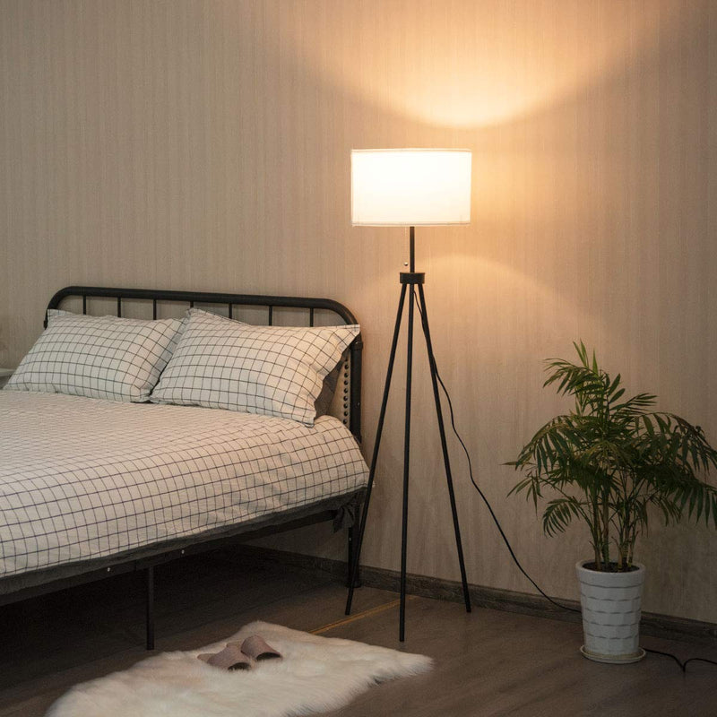 60.5" Metal Tripod Floor Lamp, Contemporary Minimalist Standing Floor Light with Iron Legs