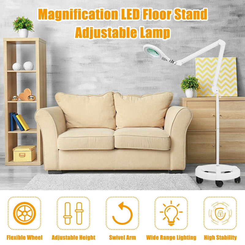 ARLIME Magnifying Floor Lamp with 5 Wheels Rolling Base