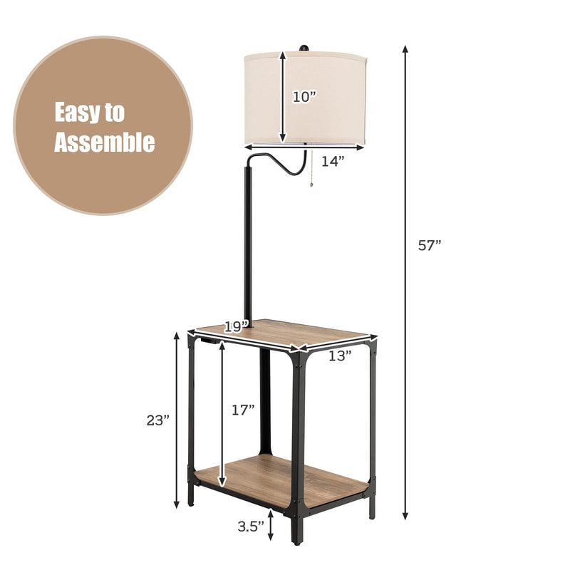 ARLIME Floor Lamp with End Table and USB Charging Ports