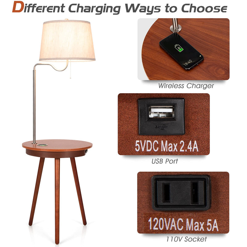 ARLIME Floor Lamp End Table w/USB Charging Port