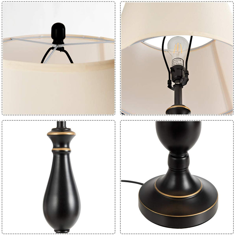 ARLIME 3 Pack Lamp Set, 3-Piece Vintage Metal Base 2 Table Lamps and Floor Lamp Set