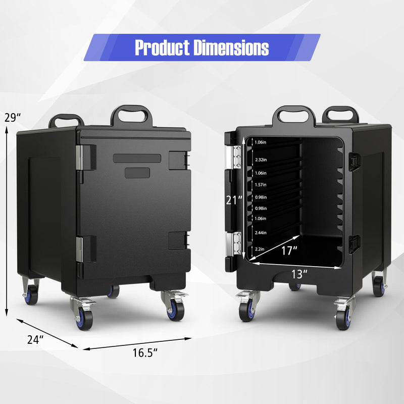 ARLIME Insulated Food Pan Carrier with Wheels, End-Loading Hot Box for 5 Full-Size Pans