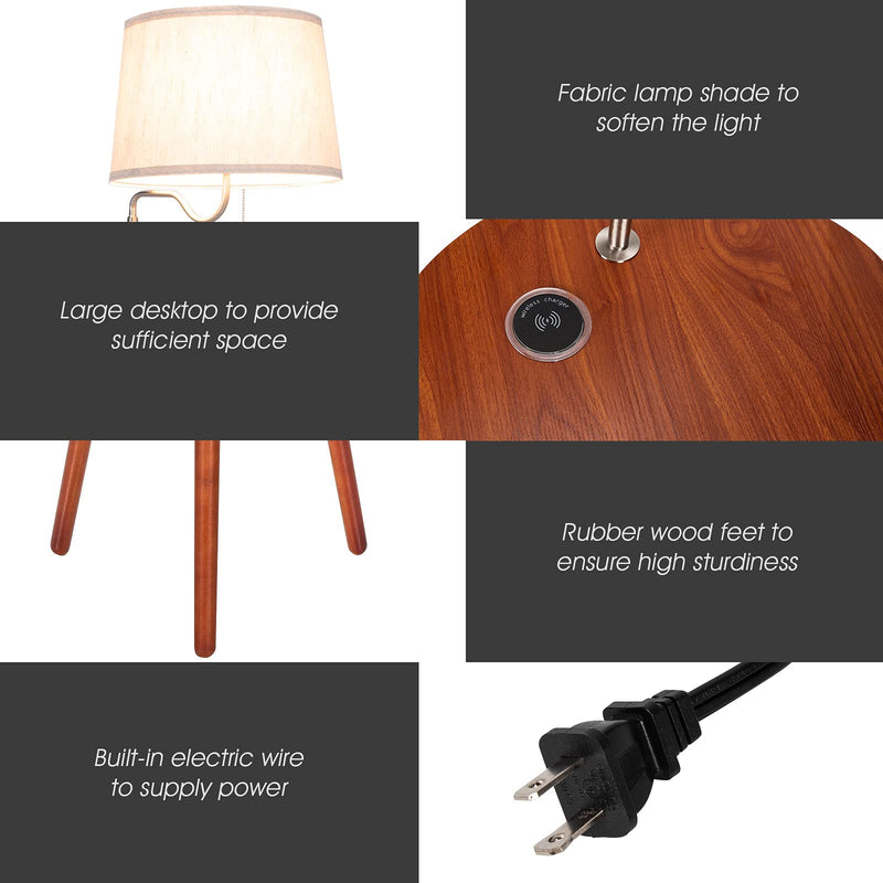 ARLIME Floor Lamp End Table w/USB Charging Port
