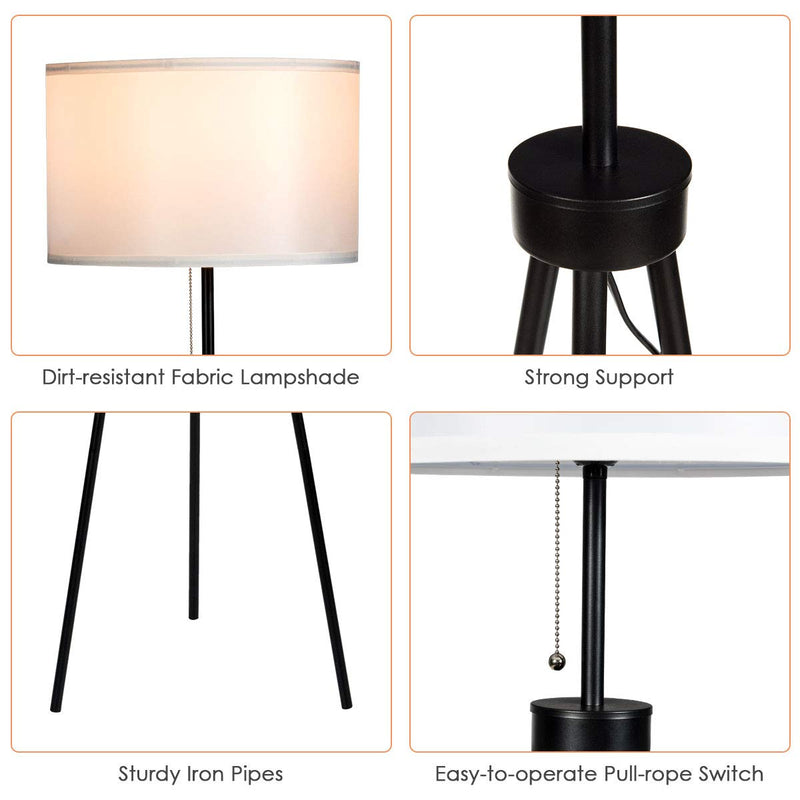 60.5" Metal Tripod Floor Lamp, Contemporary Minimalist Standing Floor Light with Iron Legs